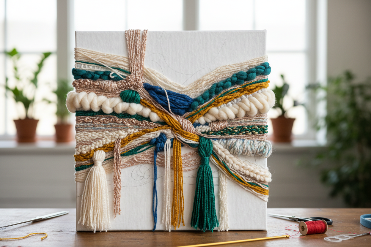 Canvas with yarn